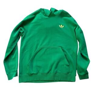 Adidas Men's Lime Green Yellow Trefoil Hoodie Striped Large Streetwear Hiphop